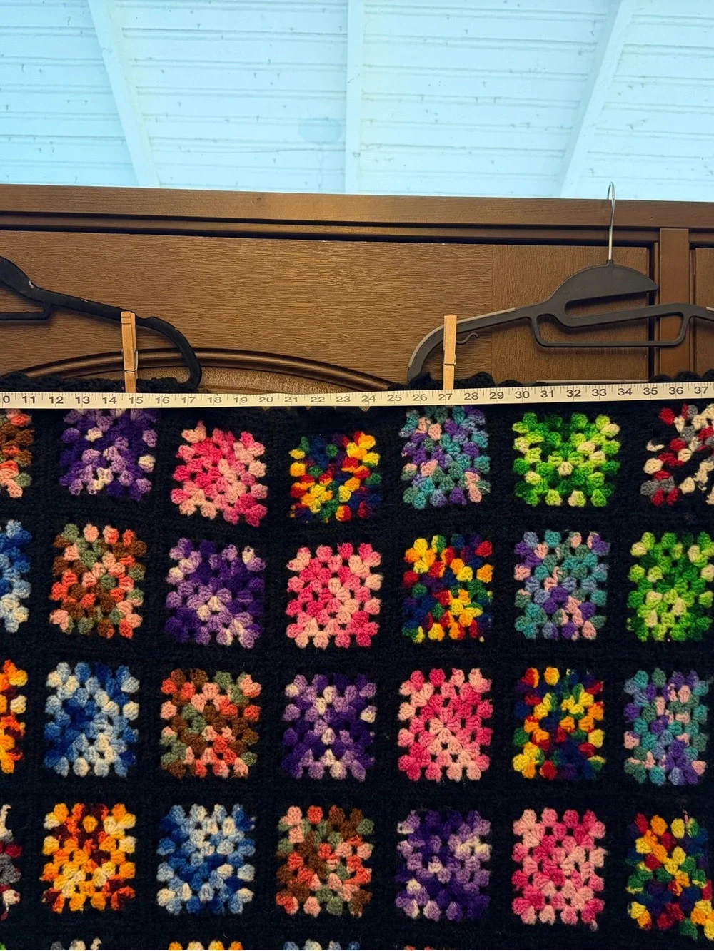Handmade Crochet Granny Square Throw Blanket 60” x 43”